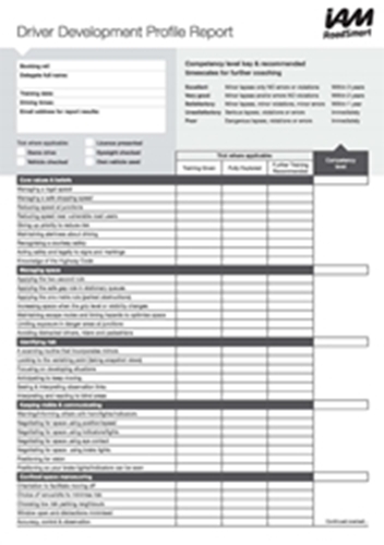 Picture of Driver Development Profile Report Pad.