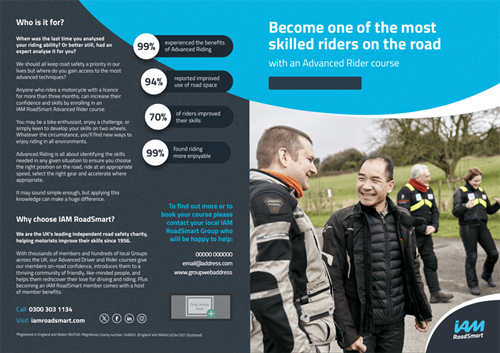 Picture of Advanced Rider Course - A5 4-page Leaflet - Editable