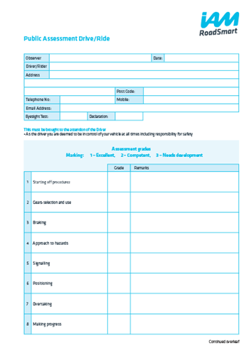 Picture of Public Assessment Drive / Ride